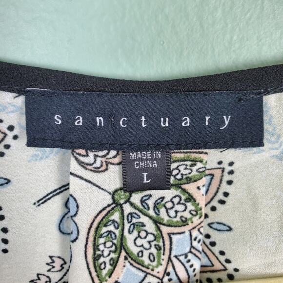 Sanctuary Long Sleeve Tie Neck Boho Floral Blouse Size Large - Picture 3 of 6